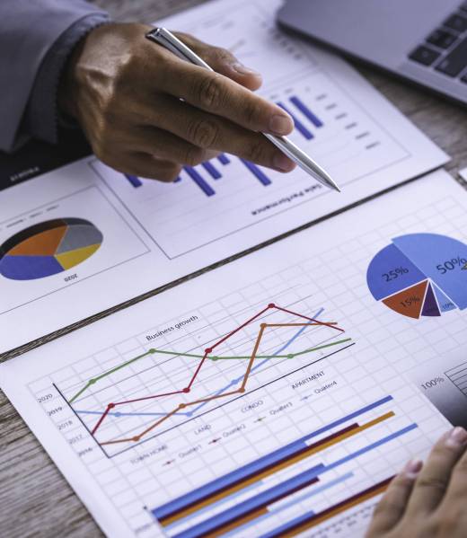 Finance manager meeting discussing company growth project success financial statistics, professional investor working start up project for strategy plan with document, laptop and digital tablet